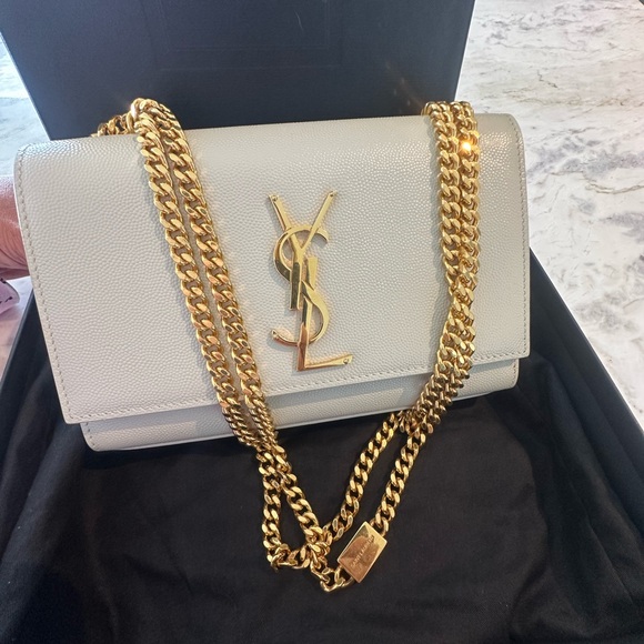 Yves Saint Laurent Kate Small White and Gold Chain Bag - Picture 13 of 13